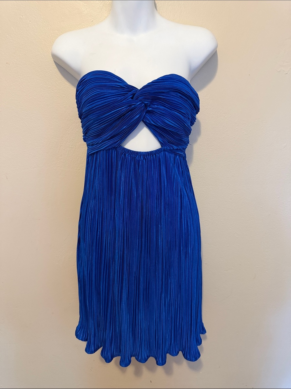 Hello Kitty Strapless Royal Blue Twist Front Pleated Dress